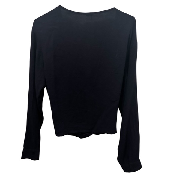 Monrow Black Crepe Wrap Blouse Size Small - Picture 3 of 6